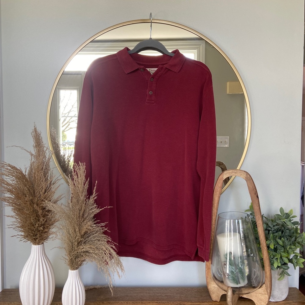 red corduroy button up